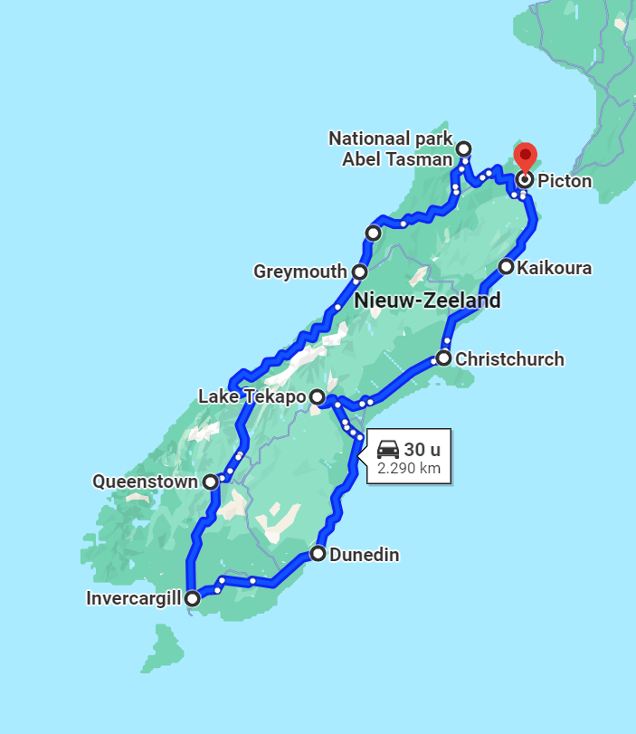 Route Zuidereiland Nieuw-Zeeland | Campers Down Under