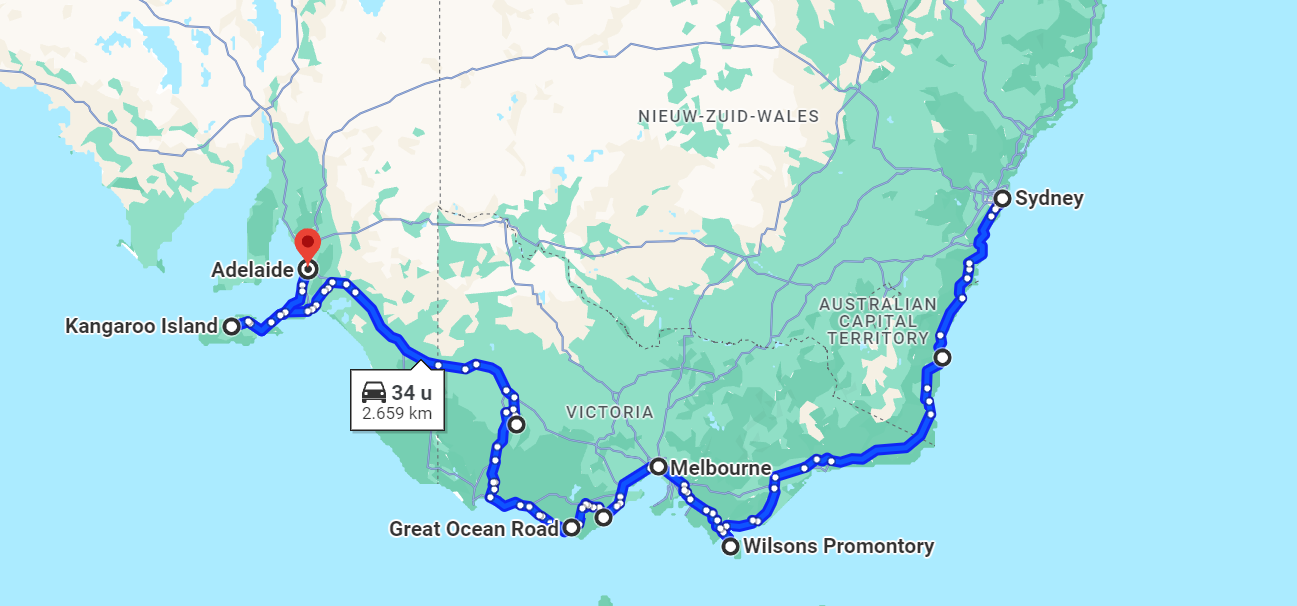 Route Zuidkust Australië Sydney -Adelaide | Campers Down Under