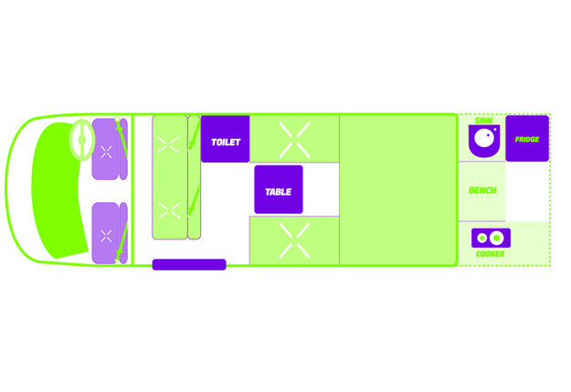 Jucy Compass plattegrond dag | Campers Down Under