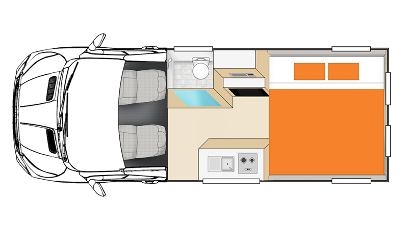 Apollo Euro Mini plattegrond nacht | Campers Down Under
