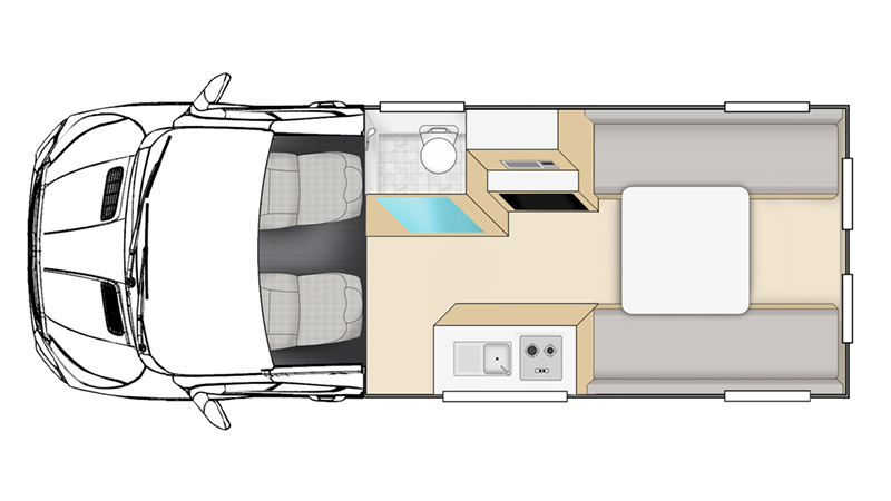 Apollo Euro Mini plattegrond overdag | Campers Down Under