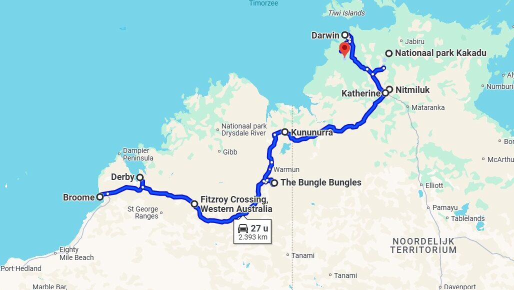 Route Broome - Darwin | Campers Down Under Route Broome - Darwin | Campers Down Under