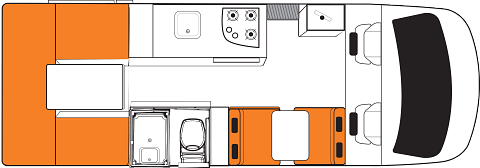 Britz Navigator Nieuw Zeeland u-vorm zithoek nacht | Campers down under