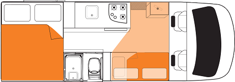 Britz Navigator Nieuw Zeeland u-vorm zithoek nacht | Campers down under