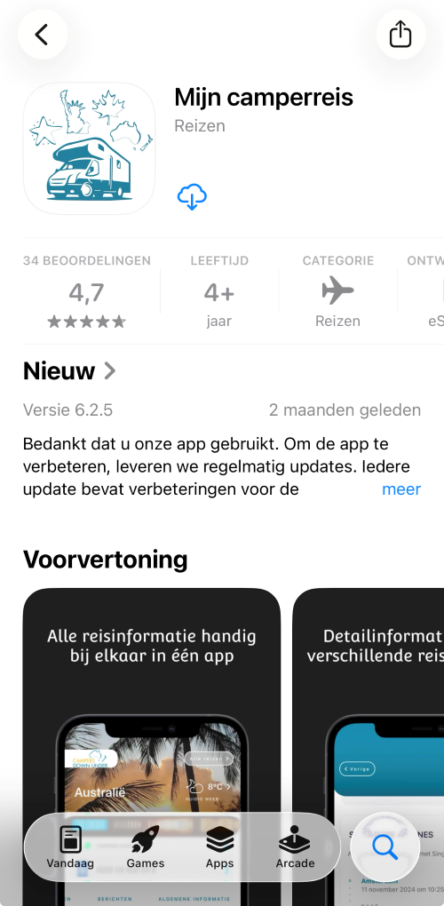 Screenshot Mijn Camperreis app in appstore | Campers Down Under