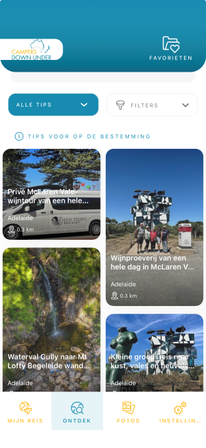 Screenshot Mijn Camperreis app reistips | Campers Down Under